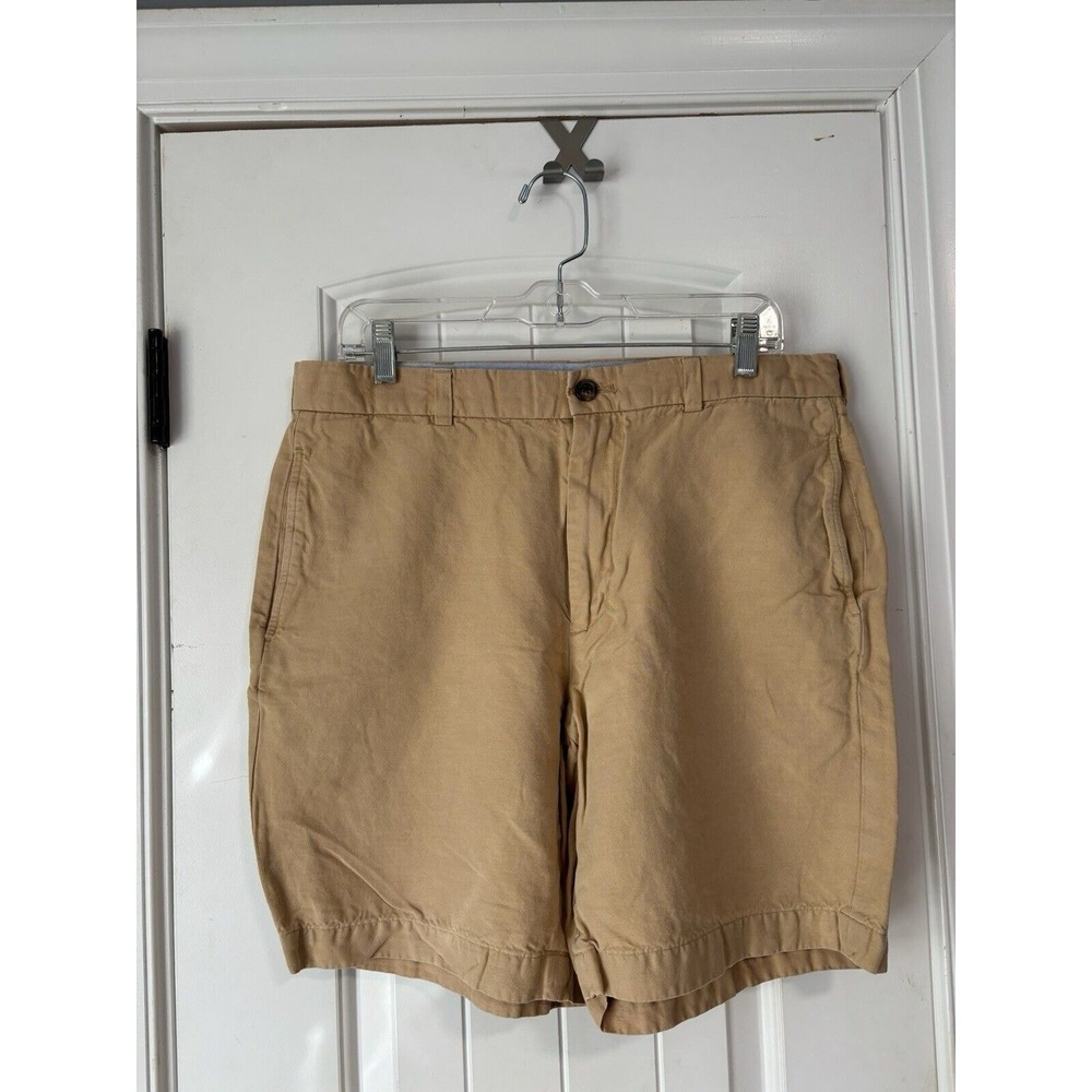 Brooks Brothers Golf Linen Cotton Blend Tan Beige Shorts Mens W35
